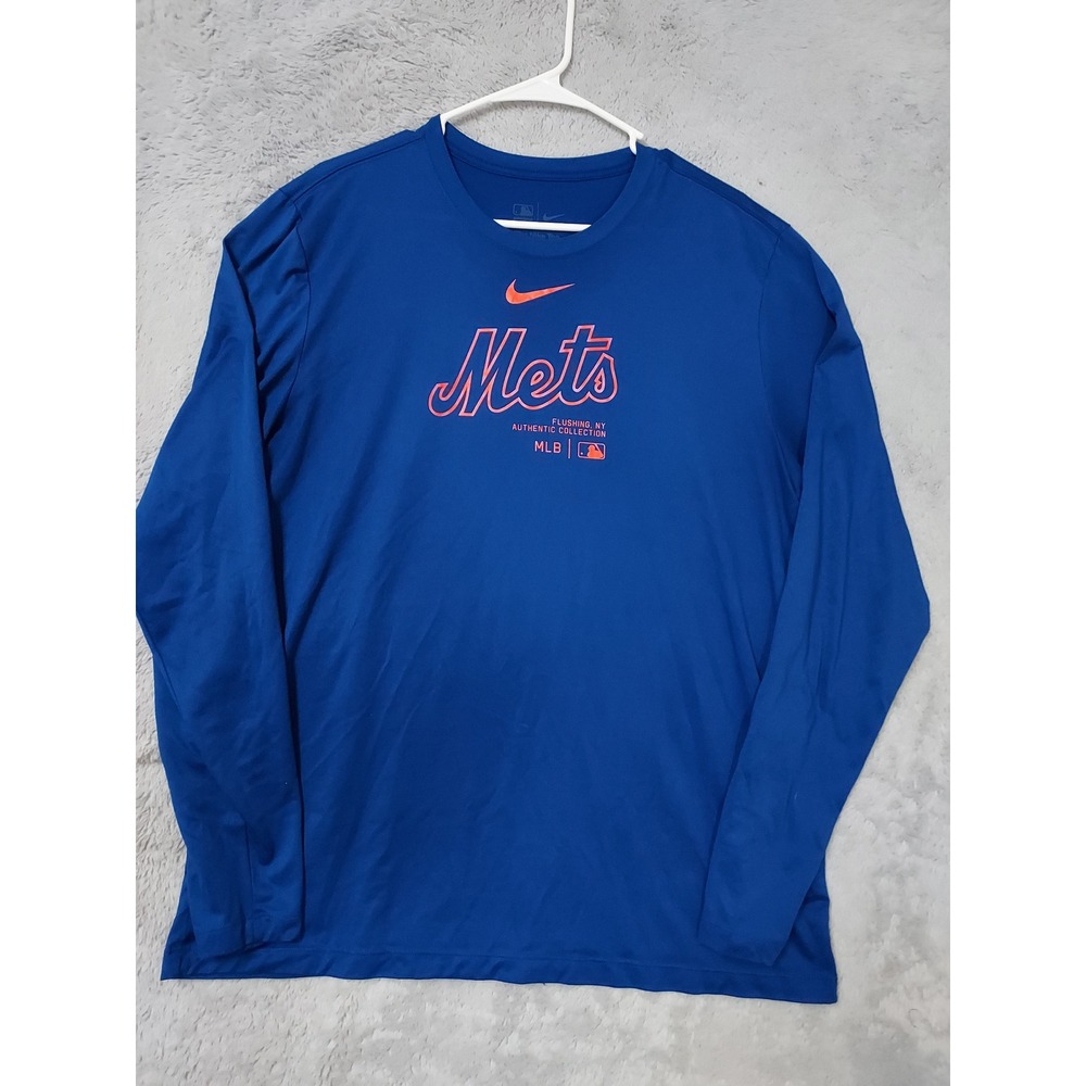 New York Mets Shirt Mens XL Nike Long Sleeve MLB Authentic Collection Dri Fit